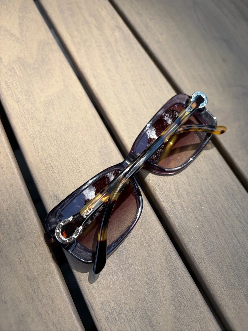 Ralph Lauren Purple Gradient Square Sunglasses with Tortoise Arms - Designer
